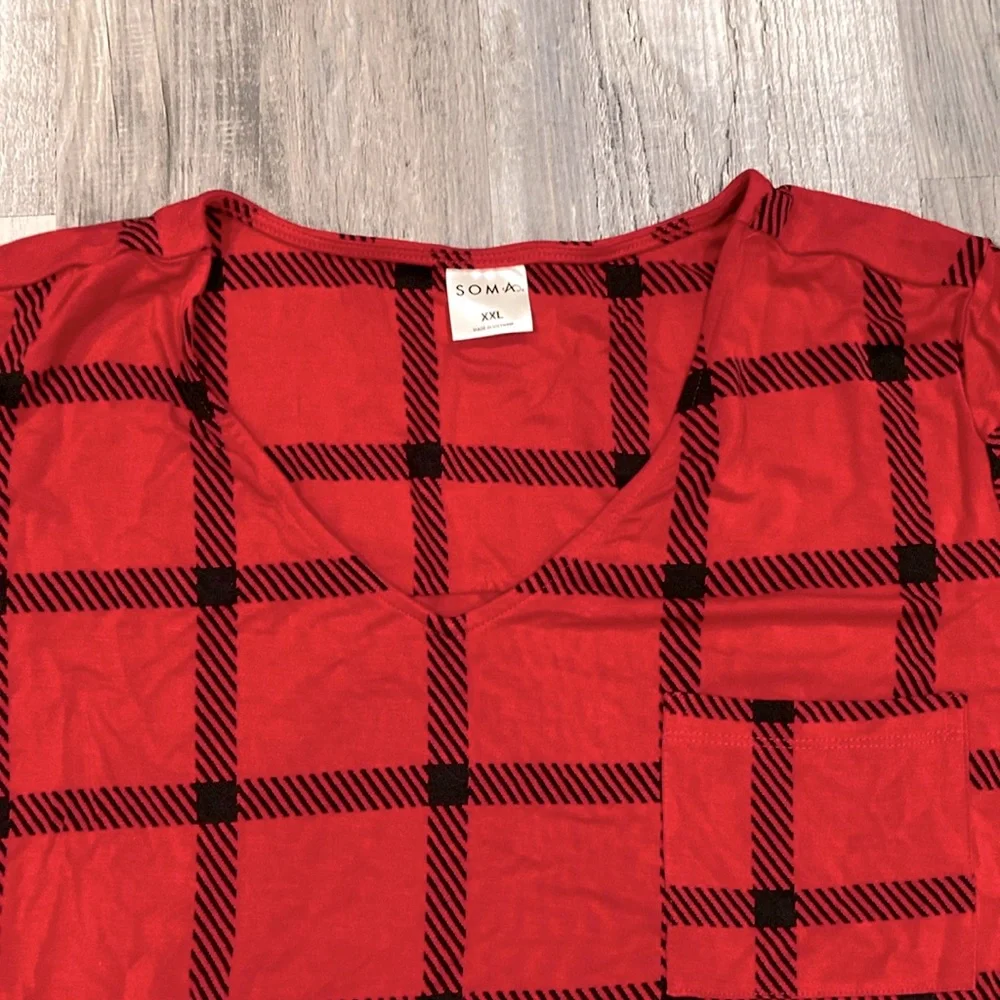 Soma Cool Nights Long Sleepshirt- Serenity Plaid - Picture 3 of 8